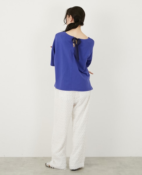 バックリボン5分袖プルオーバー 詳細画像 ブルー 4