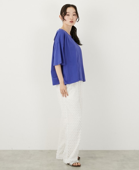 バックリボン5分袖プルオーバー 詳細画像 ブルー 5