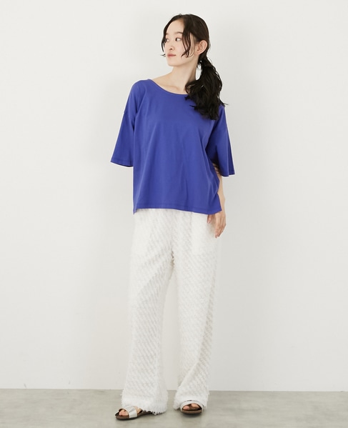 バックリボン5分袖プルオーバー 詳細画像 ブルー 6