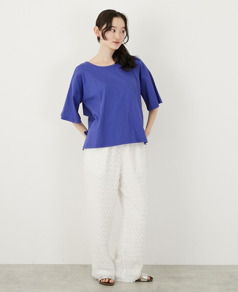 バックリボン5分袖プルオーバー 詳細画像 ブルー 7