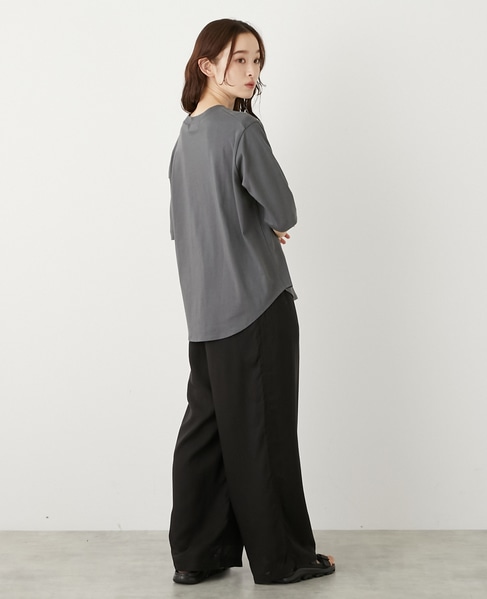 クルーネックラウンドヘムTシャツ 詳細画像 グリーン系その他 5