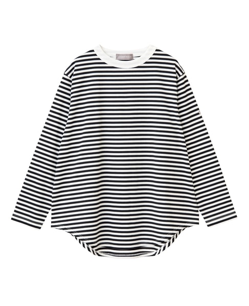 定番ラウンドヘムロングTシャツ 詳細画像 オフ＊黒 4