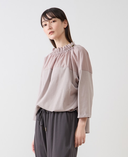 【LOURMARIN】フリルカラープルオーバー7分袖 詳細画像 グレー 1