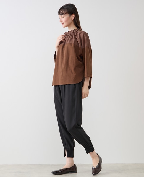 【LOURMARIN】フリルカラープルオーバー7分袖 詳細画像 ブラウン 3