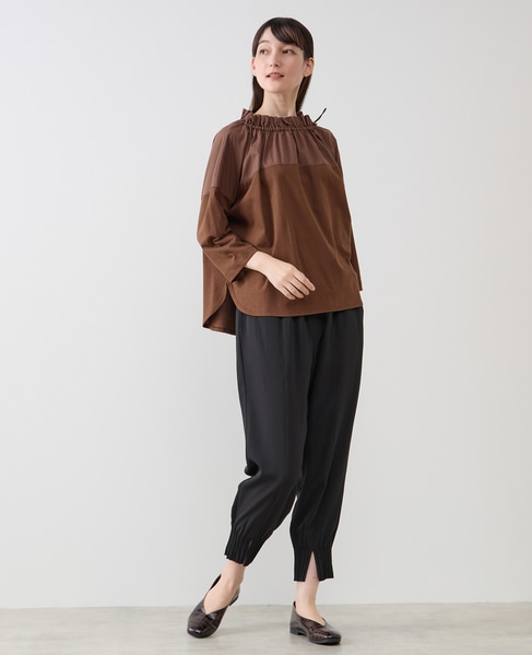 【LOURMARIN】フリルカラープルオーバー7分袖 詳細画像 ブラウン 7