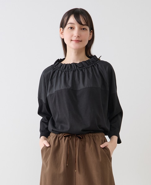 【LOURMARIN】フリルカラープルオーバー7分袖 詳細画像 ブラック 1