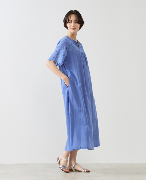 【スカラップ刺しゅう切替スキッパーワンピース】 詳細画像 ロイヤルブルー 6