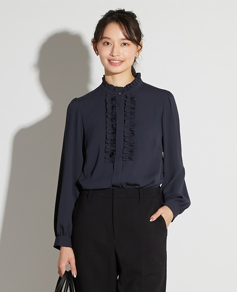 【noir】バックサテンフリルブラウス 詳細画像 チャコールグレー 1