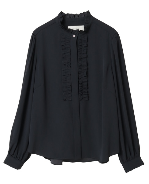 【noir】バックサテンフリルブラウス 詳細画像 チャコールグレー 10