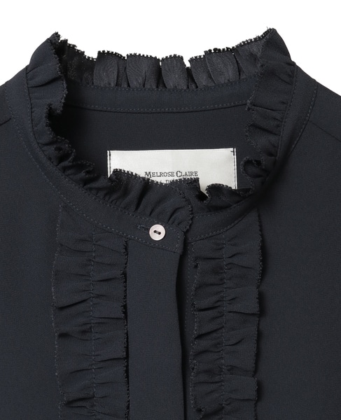 【noir】バックサテンフリルブラウス 詳細画像 チャコールグレー 12