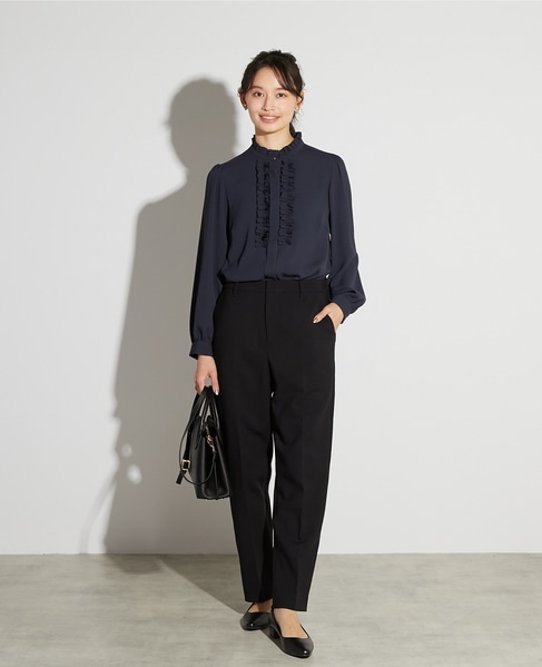 【noir】バックサテンフリルブラウス 詳細画像 チャコールグレー 2