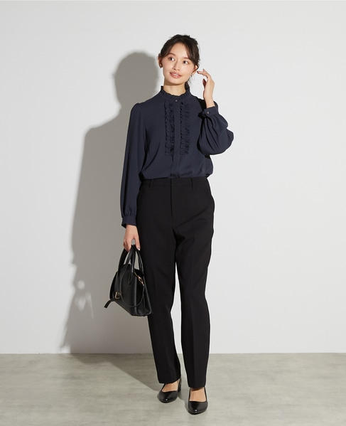 【noir】バックサテンフリルブラウス 詳細画像 チャコールグレー 3