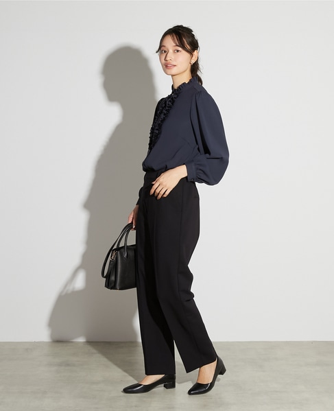 【noir】バックサテンフリルブラウス 詳細画像 チャコールグレー 4