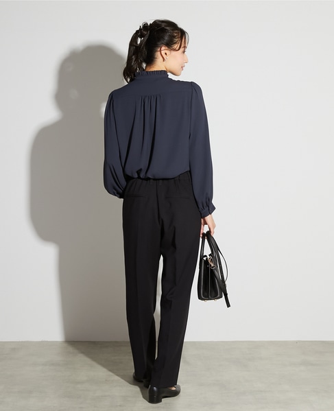 【noir】バックサテンフリルブラウス 詳細画像 チャコールグレー 5