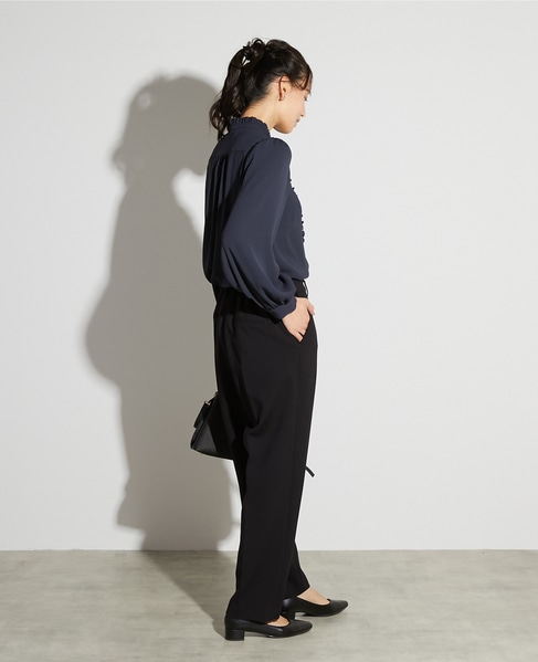 【noir】バックサテンフリルブラウス 詳細画像 チャコールグレー 6