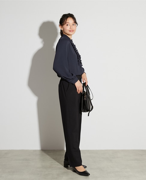 【noir】バックサテンフリルブラウス 詳細画像 チャコールグレー 7