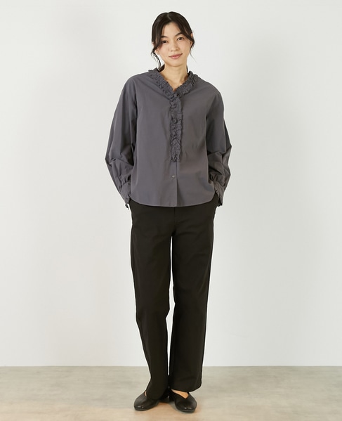 【アソートVフリルシャツ】 詳細画像 チャコールグレー 2