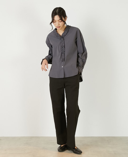 【アソートVフリルシャツ】 詳細画像 チャコールグレー 3