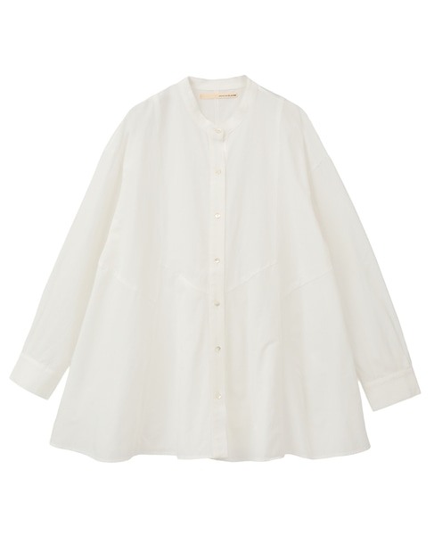 【バンドカラー切替フレアシャツチュニック】 詳細画像 オフホワイト 10