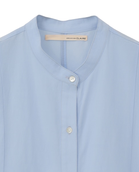 【バンドカラー切替フレアシャツチュニック】 詳細画像 サックスブルー 12