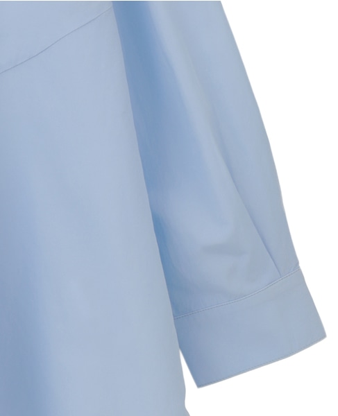 【バンドカラー切替フレアシャツチュニック】 詳細画像 サックスブルー 13