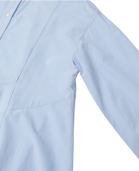 【バンドカラー切替フレアシャツチュニック】 詳細画像 サックスブルー 15