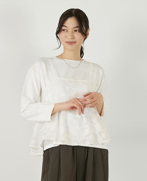 【カットジャガードキャミブラウス】 詳細画像 ホワイト 1
