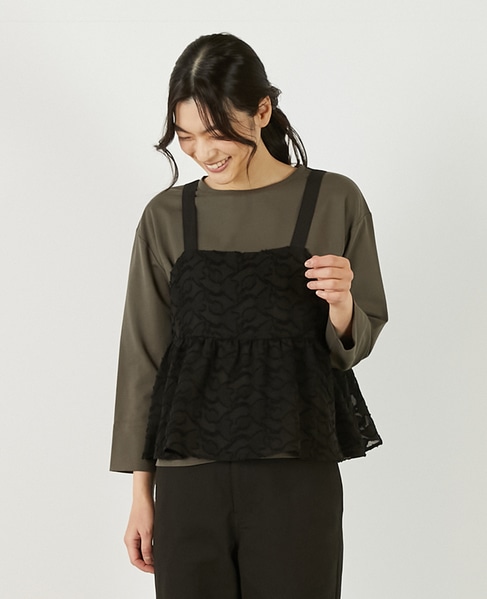 【カットジャガードキャミブラウス】 詳細画像 ブラック 1