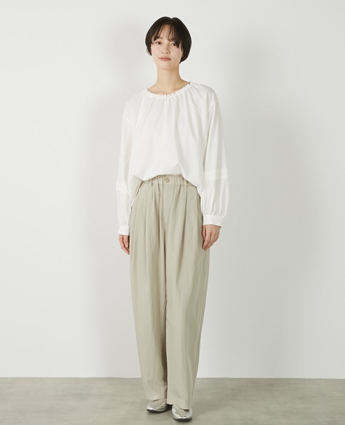 【クレープギャザースモックブラウス】 詳細画像 オフホワイト 3