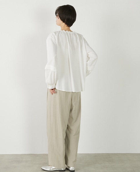 【クレープギャザースモックブラウス】 詳細画像 オフホワイト 7