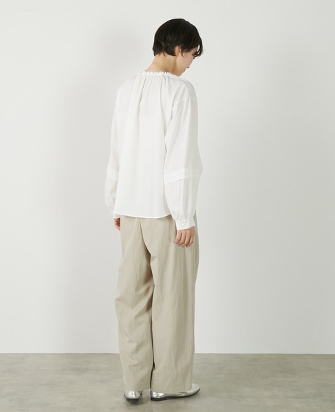 【クレープギャザースモックブラウス】 詳細画像 オフホワイト 9