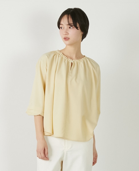【クレープギャザースモックブラウス】 詳細画像 イエロー 1