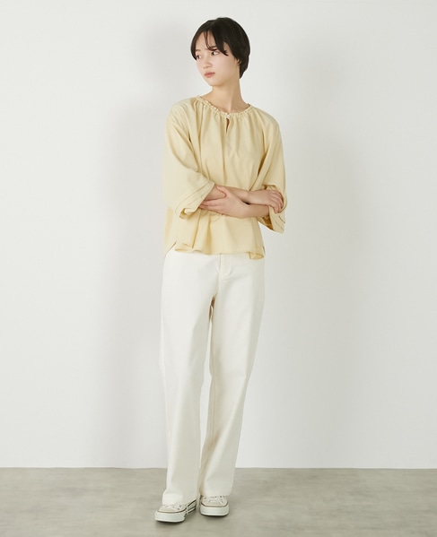 【クレープギャザースモックブラウス】 詳細画像 イエロー 10