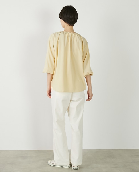【クレープギャザースモックブラウス】 詳細画像 イエロー 5