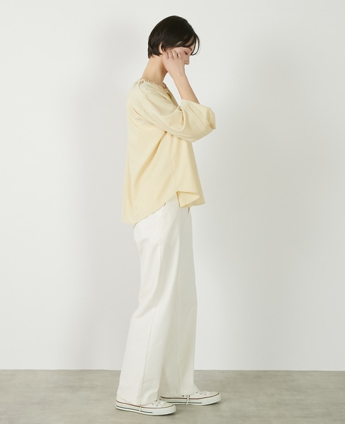 【クレープギャザースモックブラウス】 詳細画像 イエロー 7
