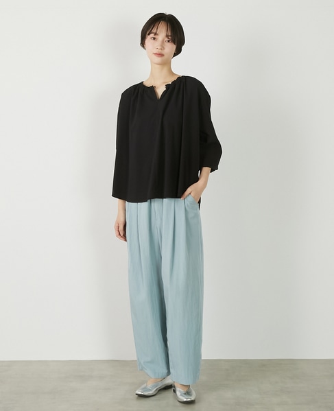 【クレープギャザースモックブラウス】 詳細画像 ブラック 10