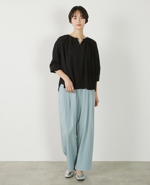 【クレープギャザースモックブラウス】 詳細画像 ブラック 2