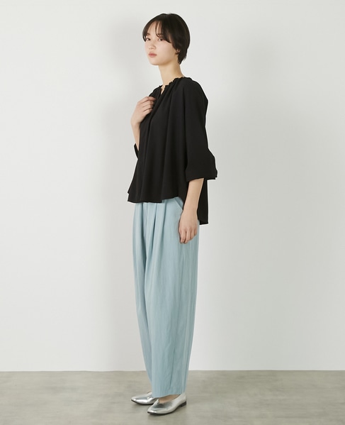 【クレープギャザースモックブラウス】 詳細画像 ブラック 3