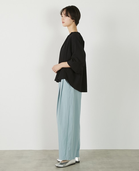 【クレープギャザースモックブラウス】 詳細画像 ブラック 4