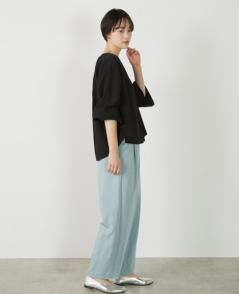 【クレープギャザースモックブラウス】 詳細画像 ブラック 8