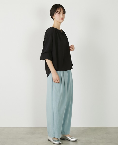 【クレープギャザースモックブラウス】 詳細画像 ブラック 9