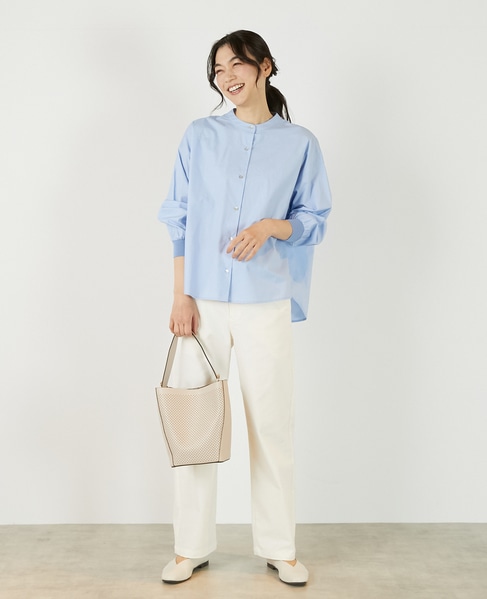 【アソートコットンオーバーシャツブラウス】 詳細画像 サックスブルー 3