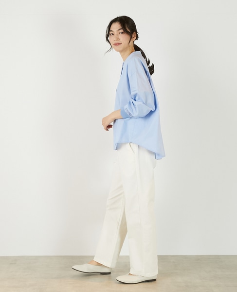 【アソートコットンオーバーシャツブラウス】 詳細画像 サックスブルー 4
