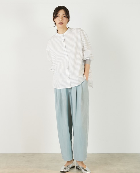 【アソートコットンオーバーシャツブラウス】 詳細画像 ホワイト&times;ブラック 2