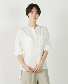 【パウダーデニムバンドカラーシャツ】