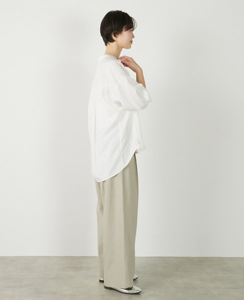 【パウダーデニムバンドカラーシャツ】 詳細画像 オフホワイト 10