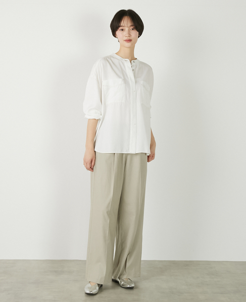 【パウダーデニムバンドカラーシャツ】 詳細画像 オフホワイト 11