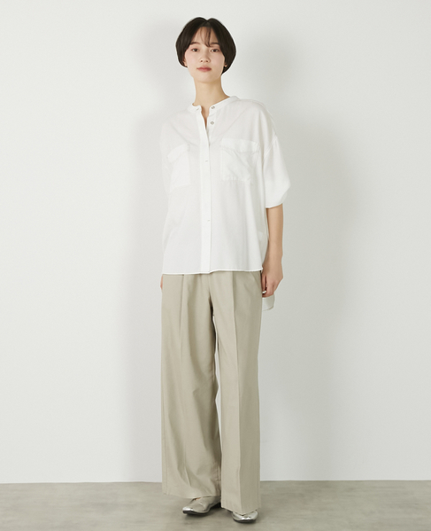 【パウダーデニムバンドカラーシャツ】 詳細画像 オフホワイト 3