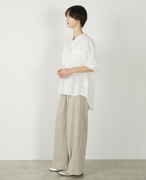 【パウダーデニムバンドカラーシャツ】 詳細画像 オフホワイト 5