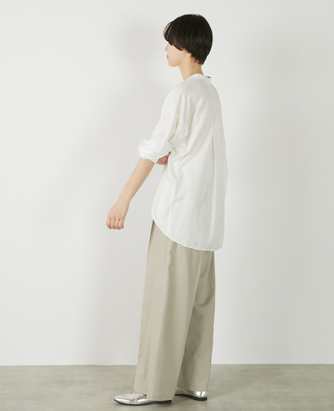 【パウダーデニムバンドカラーシャツ】 詳細画像 オフホワイト 6